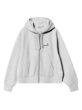 Felpa Carhartt American Zip grigia per donna