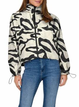 Giacca antivento Only Betty bianca e nera da donna