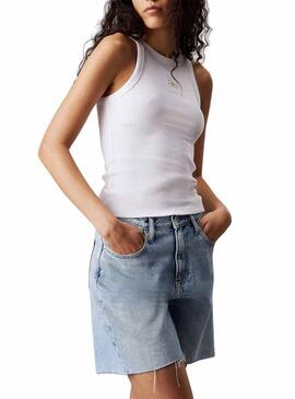 Maglietta Calvin Klein Jeans Woven Label bianca per donna
