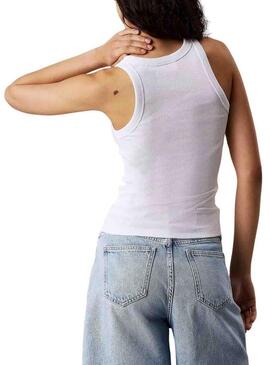 Maglietta Calvin Klein Jeans Woven Label bianca per donna