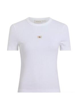Maglietta Calvin Klein Jeans Rib bianca per donna.