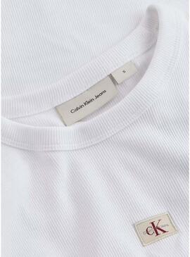 Maglietta Calvin Klein Jeans Rib bianca per donna.
