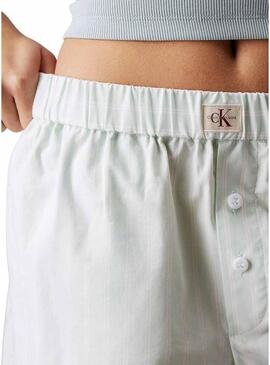 Shorts Calvin Klein Jeans Summer Poplin turchese per donna.