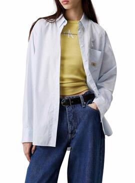Camicia Calvin Klein Jeans Relaxed blu e bianca per donna