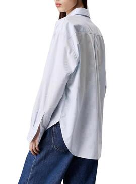 Camicia Calvin Klein Jeans Relaxed blu e bianca per donna
