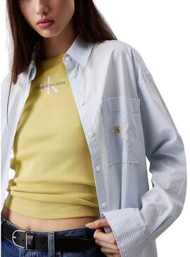 Camicia Calvin Klein Jeans Relaxed blu e bianca per donna