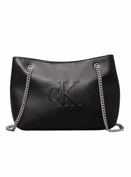 Borsa Calvin Klein Jeans Chain nera per donna