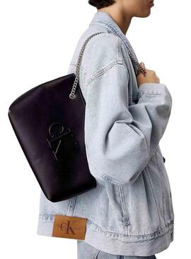 Borsa Calvin Klein Jeans Chain nera per donna