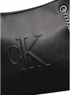 Borsa Calvin Klein Jeans Chain nera per donna