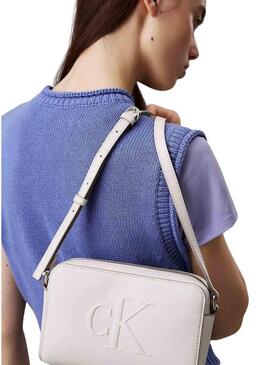 Borsa Calvin Klein Jeans Sculpted Camera bianca per donna