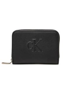 Portafoglio Calvin Klein Jeans Sculpted nero da donna.