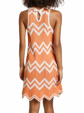 Vestito Pepe Jeans Oriana arancione e beige per donna