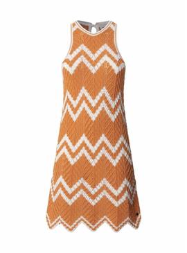 Vestito Pepe Jeans Oriana arancione e beige per donna