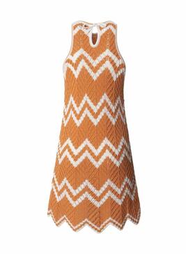 Vestito Pepe Jeans Oriana arancione e beige per donna