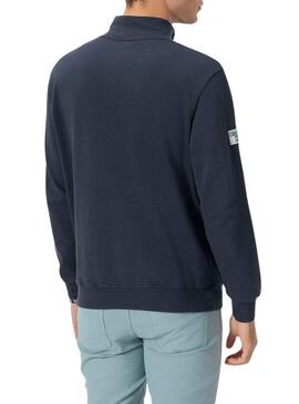 Felpa El Pulpo colletto perkins logo ricamato blu navy per uomo