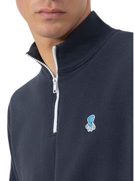 Felpa El Pulpo colletto perkins logo ricamato blu navy per uomo