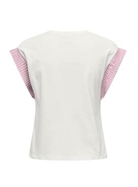 Maglietta Only Dawn bianca e rosa per donna