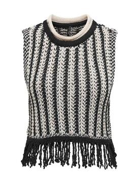 Top Only Laina blanco e nero per donna.