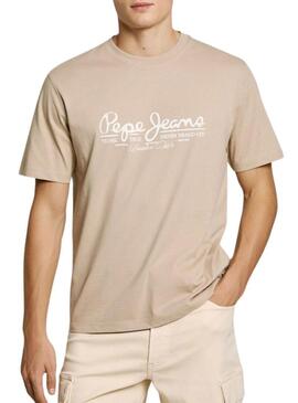 Maglietta Pepe Jeans Dumas beige per uomo