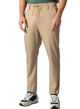 Pantaloni tecnici ultraleggeri El Pulpo beige con lacci per uomo.