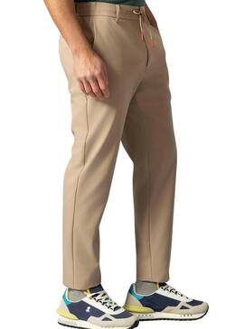Pantaloni tecnici ultraleggeri El Pulpo beige con lacci per uomo.