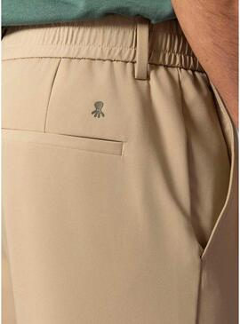 Pantaloni tecnici ultraleggeri El Pulpo beige con lacci per uomo.