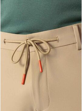 Pantaloni tecnici ultraleggeri El Pulpo beige con lacci per uomo.