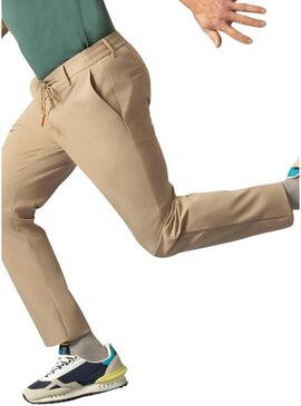 Pantaloni tecnici ultraleggeri El Pulpo beige con lacci per uomo.