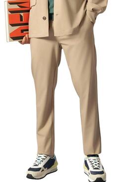 Pantaloni tecnici ultraleggeri El Pulpo beige con lacci per uomo.