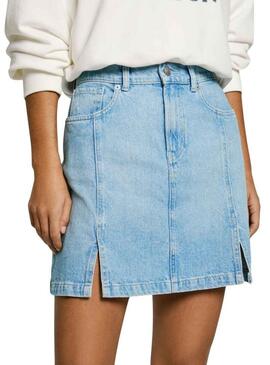 Gonna Pepe Jeans Slit in denim per donna