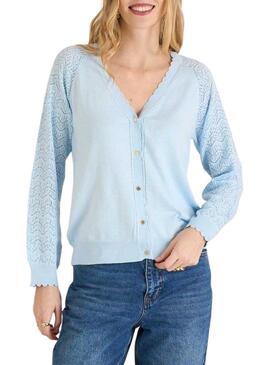 Giacca a maglia Naf Naf blu chiaro da donna