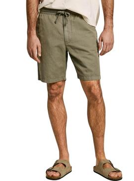 Bermuda Pepe Jeans Smart Relaxed in lino verde per uomo