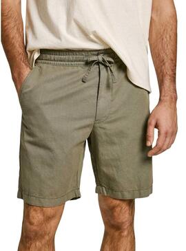 Bermuda Pepe Jeans Smart Relaxed in lino verde per uomo