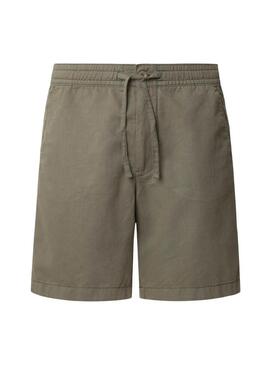 Bermuda Pepe Jeans Smart Relaxed in lino verde per uomo