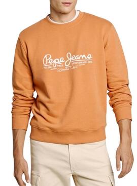 Felpa Pepe Jeans Dumas Crew arancione per uomo.