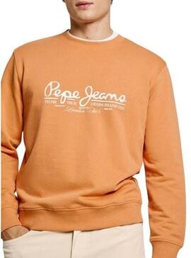 Felpa Pepe Jeans Dumas Crew arancione per uomo.