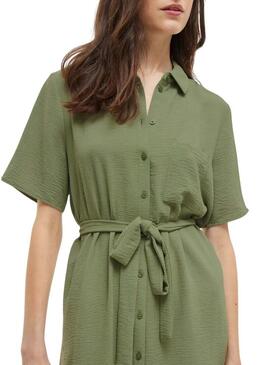 Abito Vila camicia Vijosa corto verde per donna.