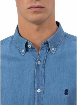 Camicia El Pulpo in denim blu per uomo