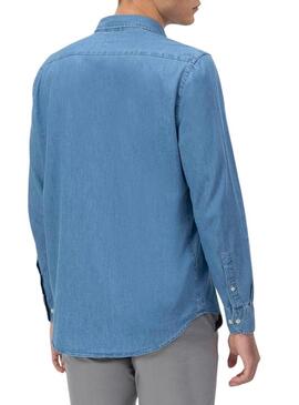 Camicia El Pulpo in denim blu per uomo