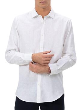 Camicia El Pulpo in lino bianco per uomo.