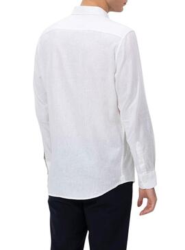Camicia El Pulpo in lino bianco per uomo.