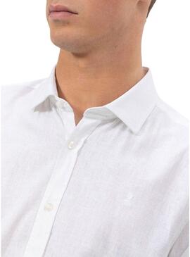 Camicia El Pulpo in lino bianco per uomo.