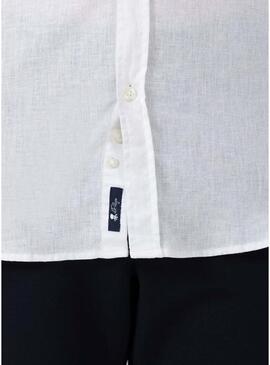 Camicia El Pulpo in lino bianco per uomo.