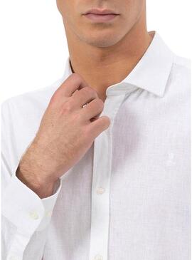 Camicia El Pulpo in lino bianco per uomo.