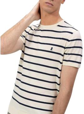 T-shirt   El Pulpo a righe in maglia extrafine blu marino per uomo