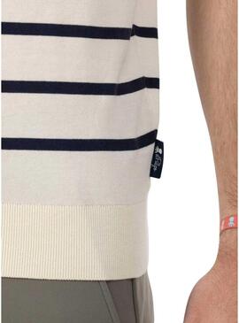 T-shirt   El Pulpo a righe in maglia extrafine blu marino per uomo