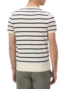 T-shirt   El Pulpo a righe in maglia extrafine blu marino per uomo