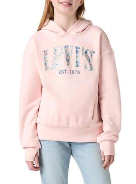 Felpa Levis Seasonal con cappuccio rosa per ragazza
