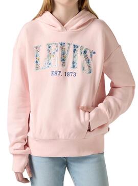 Felpa Levis Seasonal con cappuccio rosa per ragazza