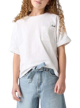 Maglietta Levis Roll Cuff bianca per ragazza